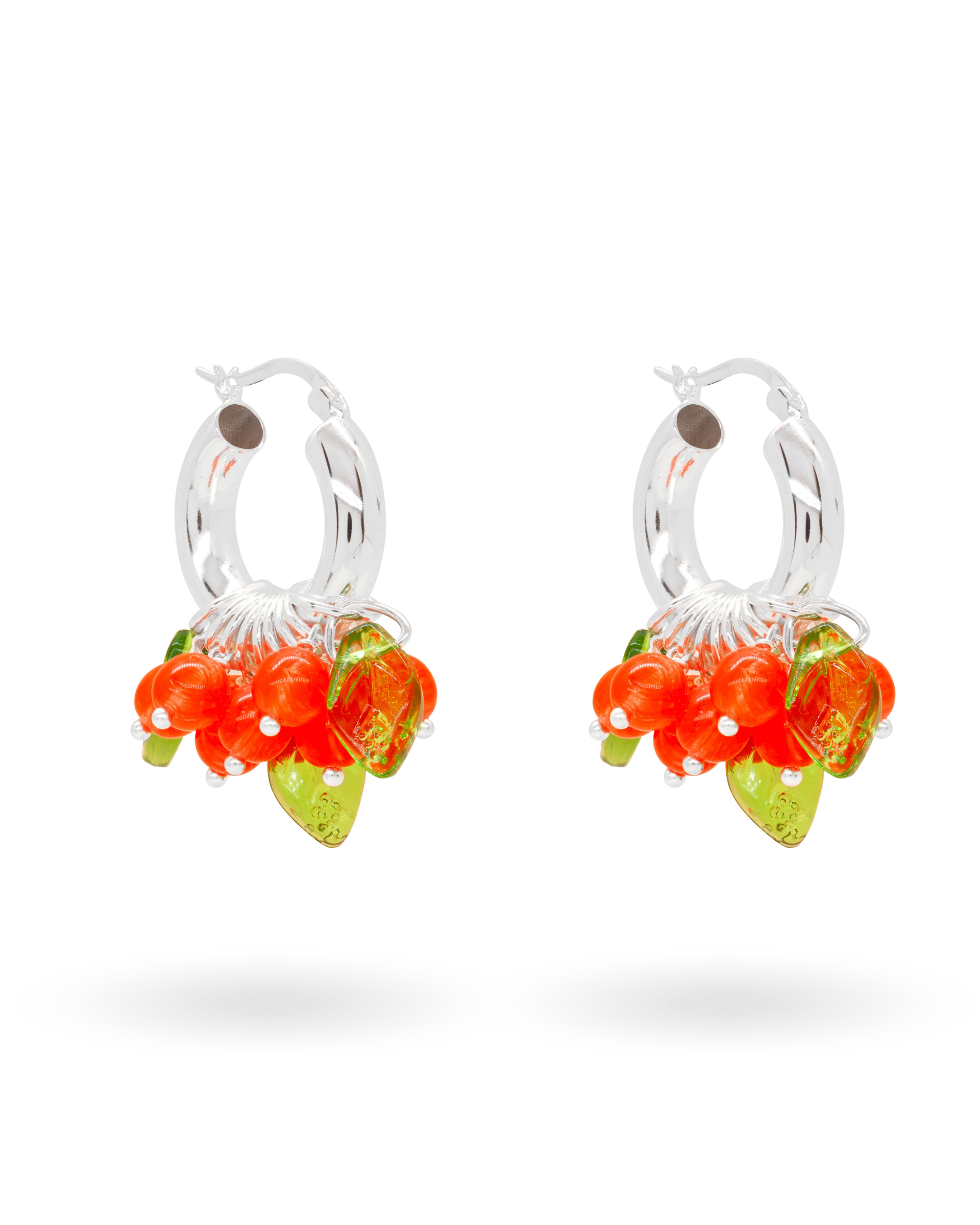 Lingonberry Beret Earrings in Silver