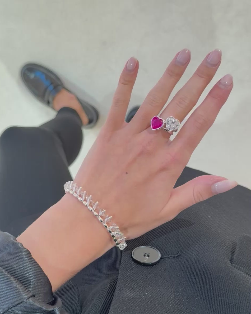 Sweethearts Pink Ring in Silver