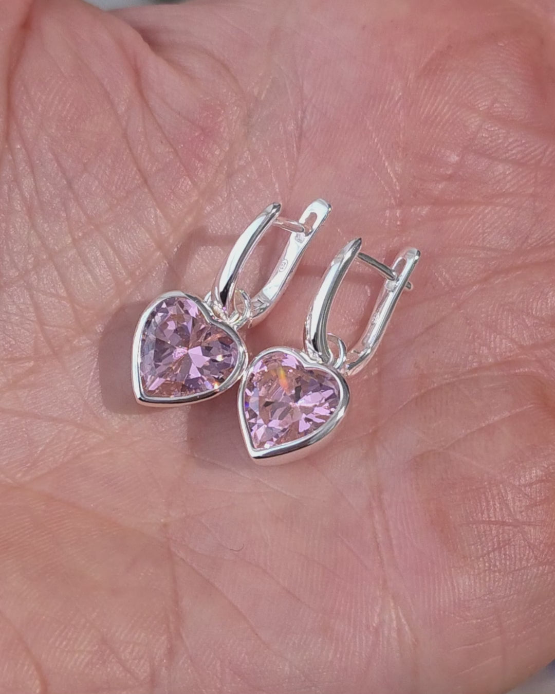Sweethearts Light Pink Earrings in Silver