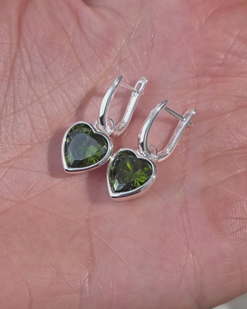 Sweethearts Green Earrings in Silver