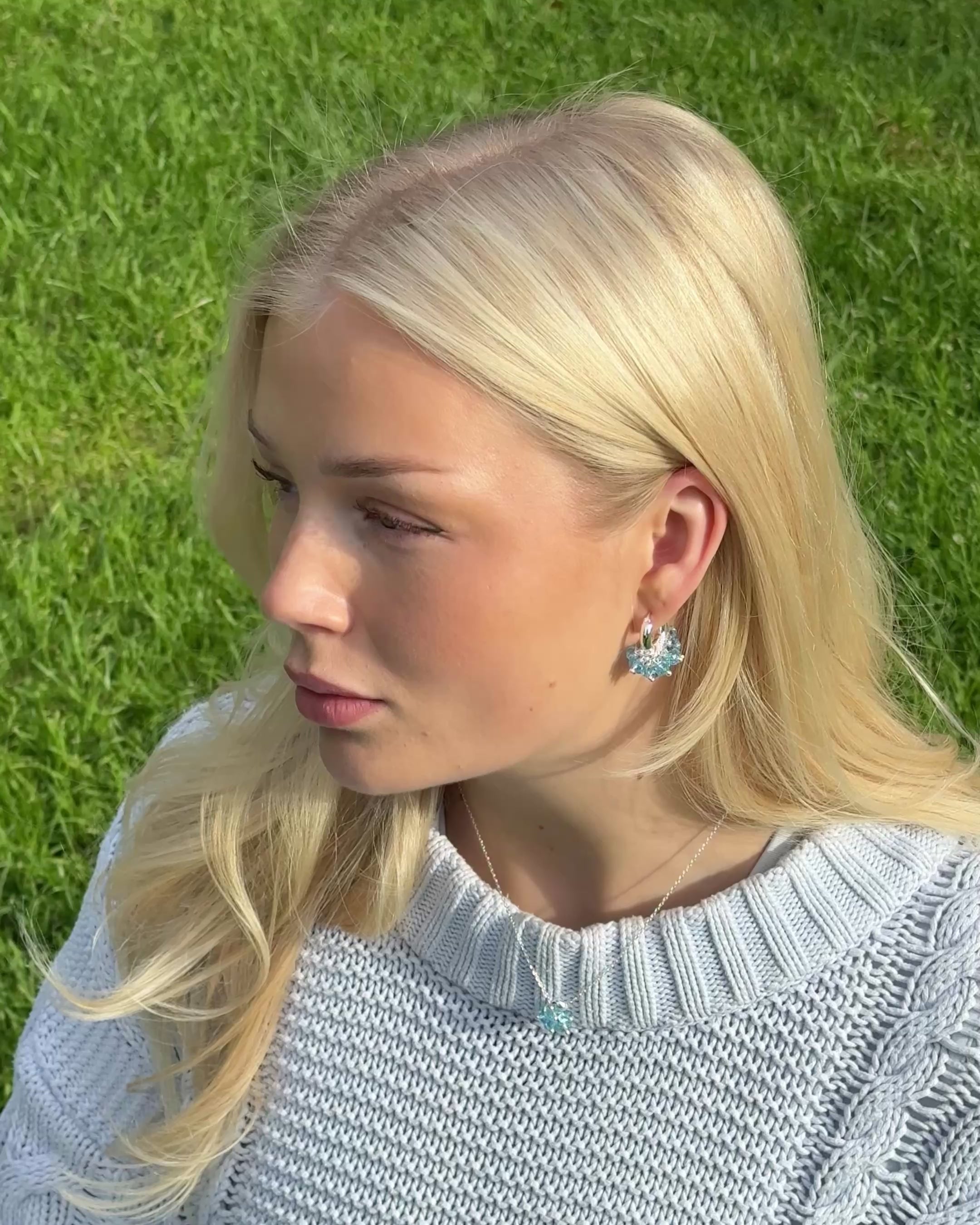 Mini Aquamarine Earrings in Silver